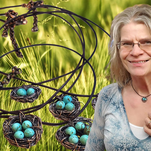 Handcrafted Copper Robin Nest Necklace With Up to 5 Beads – Made in USA Alexa Martha Designs  Necklace
