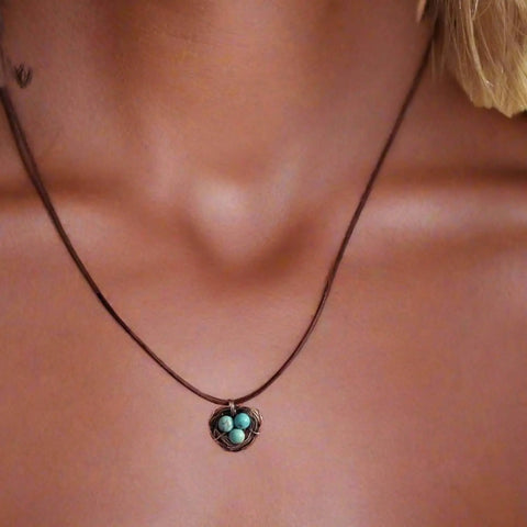 Handcrafted Copper Robin Nest Necklace With Up to 5 Beads – Made in USA Alexa Martha Designs  Necklace
