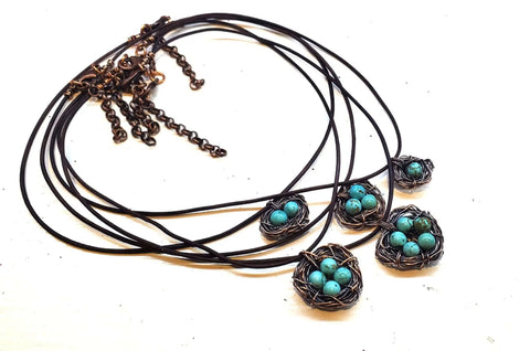 Handcrafted Copper Robin Nest Necklace With Up to 5 Beads – Made in USA Alexa Martha Designs  Necklace