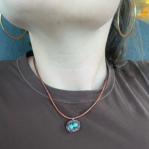 Handcrafted Copper Robin Nest Necklace With Up to 5 Beads – Made in USA Alexa Martha Designs  Necklace