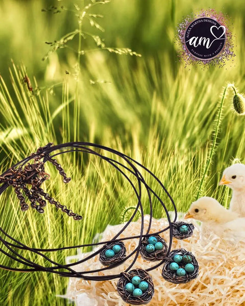 Handcrafted Copper Robin Nest Necklace With Up to 5 Beads – Made in USA Alexa Martha Designs  Necklace