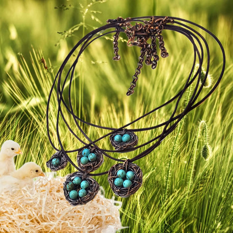 Handcrafted Copper Robin Nest Necklace With Up to 5 Beads – Made in USA Alexa Martha Designs  Necklace