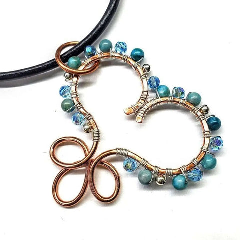 Handcrafted Copper Turquoise Heart Pendant Necklace – Artisan Jewelry | Made in USA Montana Alexa Martha Designs  Necklaces