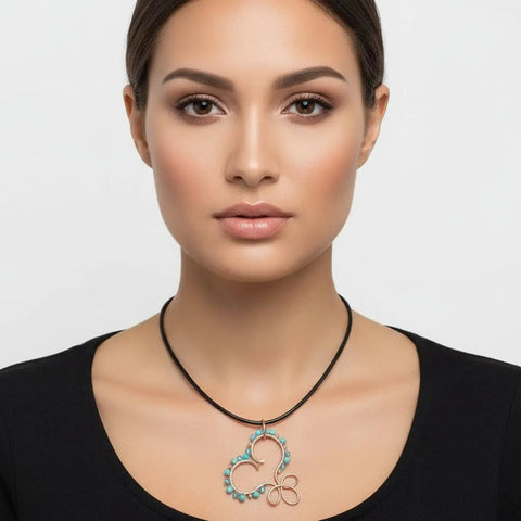 Handcrafted Copper Turquoise Heart Pendant Necklace – Artisan Jewelry | Made in USA Montana Alexa Martha Designs  Necklaces