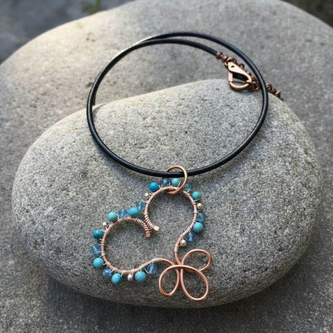Handcrafted Copper Turquoise Heart Pendant Necklace – Artisan Jewelry | Made in USA Montana Alexa Martha Designs  Necklaces