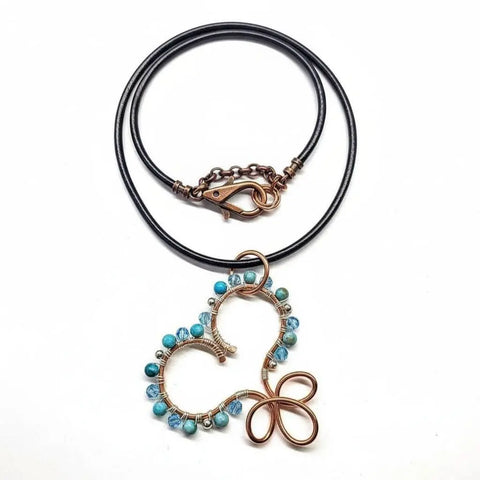 Handcrafted Copper Turquoise Heart Pendant Necklace – Artisan Jewelry | Made in USA Montana Alexa Martha Designs  Necklaces