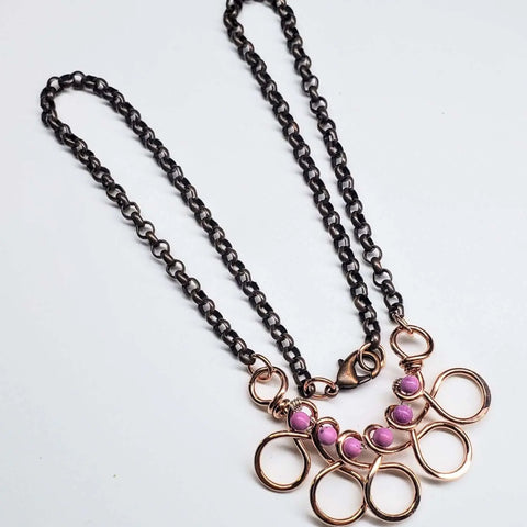 Handcrafted Copper Wire Pink Gemstone Necklace – Artisan Jewelry | Made in USA Alexa Martha Designs  Necklace