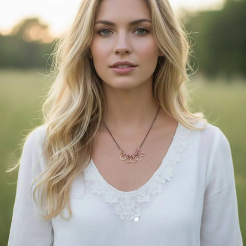 Handcrafted Copper Wire Pink Gemstone Necklace – Artisan Jewelry | Made in USA Alexa Martha Designs  Necklace