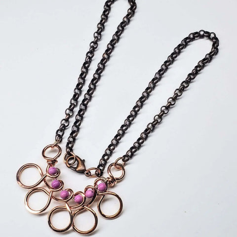 Handcrafted Copper Wire Pink Gemstone Necklace – Artisan Jewelry | Made in USA Alexa Martha Designs  Necklace
