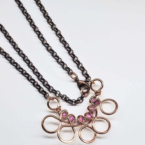 Handcrafted Copper Wire Pink Gemstone Necklace – Artisan Jewelry | Made in USA Alexa Martha Designs  Necklace