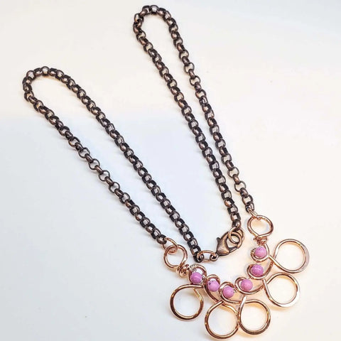 Handcrafted Copper Wire Pink Gemstone Necklace – Artisan Jewelry | Made in USA Alexa Martha Designs  Necklace