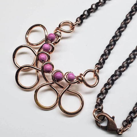 Handcrafted Copper Wire Pink Gemstone Necklace – Artisan Jewelry | Made in USA Alexa Martha Designs  Necklace