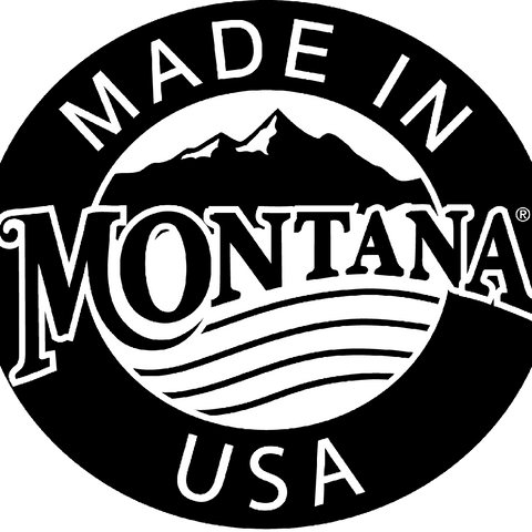 Black and white circular logo with mountains and wave lines, featuring MADE IN MONTANA USA—perfect for highlighting the Copper Wire Wrapped Sculpted Pink Gemstone Necklace by Alexa Martha Designs.