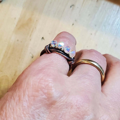 Handcrafted Copper Wire Wrap Ring – Sparkling Crystal Accent | Made in USA Alexa Martha Designs  Ring