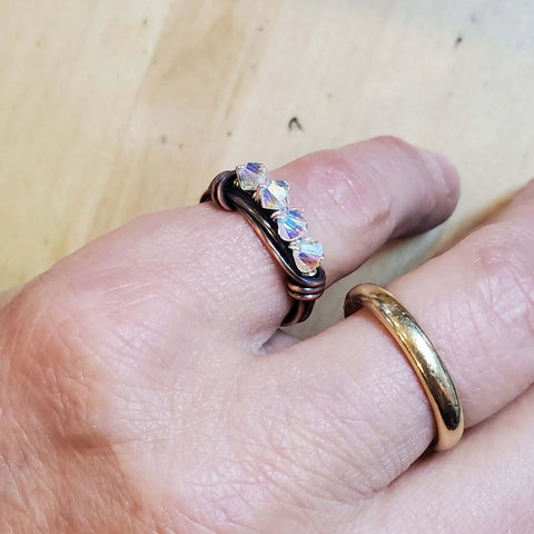 Handcrafted Copper Wire Wrap Ring – Sparkling Crystal Accent | Made in USA Alexa Martha Designs  Ring