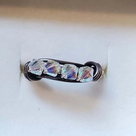 Handcrafted Copper Wire Wrap Ring – Sparkling Crystal Accent | Made in USA Alexa Martha Designs  Ring