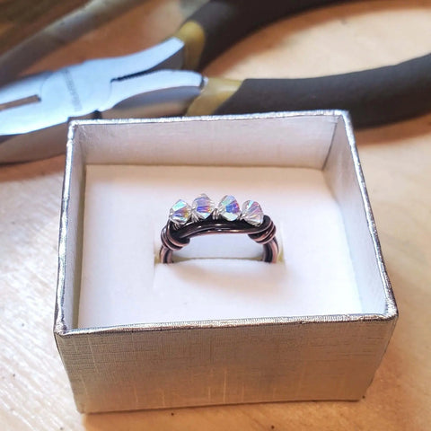Handcrafted Copper Wire Wrap Ring – Sparkling Crystal Accent | Made in USA Alexa Martha Designs  Ring