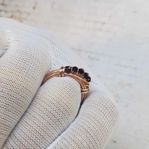 Handcrafted Copper Wire Wrapped Birthstone Crystal Ring – Montana Made in USA Alexa Martha Designs  Ring