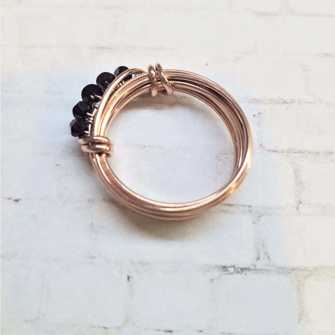 Handcrafted Copper Wire Wrapped Birthstone Crystal Ring – Montana Made in USA Alexa Martha Designs  Ring