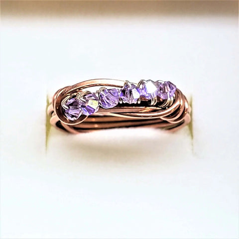 Handcrafted Copper Wire Wrapped Birthstone Crystal Ring – Montana Made in USA Alexa Martha Designs  Ring
