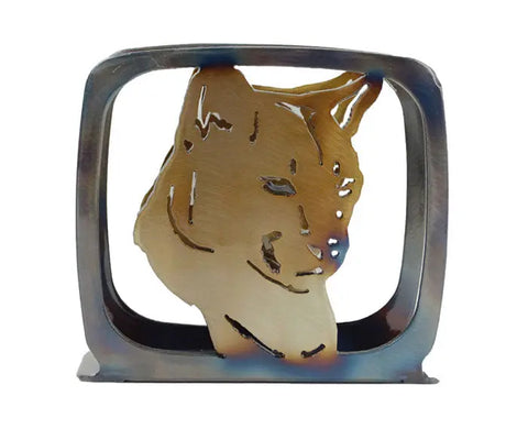 Handcrafted Cougar Head Metal Napkin Holder – Rustic Table Decor | Made in USA Veteran-Owned Knights Home Decor  item