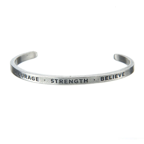 Handcrafted Courage Strength Believe Inspirational Pewter Cuff Bracelet – Eco-Friendly Design | Made in USA Whitney Howard Designs  Cuff Bracelets