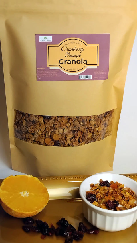 Handcrafted Cranberry Orange Granola 16 oz – Natural Whole-Grain Cereal Blend | Made in USA Forev'Herbs  Food