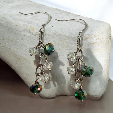 Handcrafted Crystal Cluster Drop Earrings 1.75 Inch – Stainless Steel Hooks | Michelle Marie Boutique Made in USA Michelle Marie Boutique  Earrings
