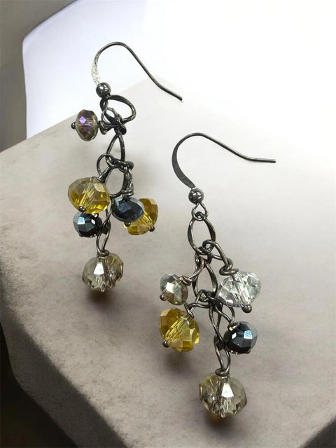 Handcrafted Crystal Cluster Drop Earrings 1.75 Inch – Stainless Steel Hooks | Michelle Marie Boutique Made in USA Michelle Marie Boutique  Earrings