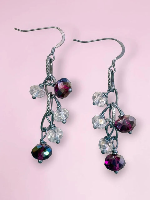 Handcrafted Crystal Cluster Drop Earrings 1.75 Inch – Stainless Steel Hooks | Michelle Marie Boutique Made in USA Michelle Marie Boutique  Earrings