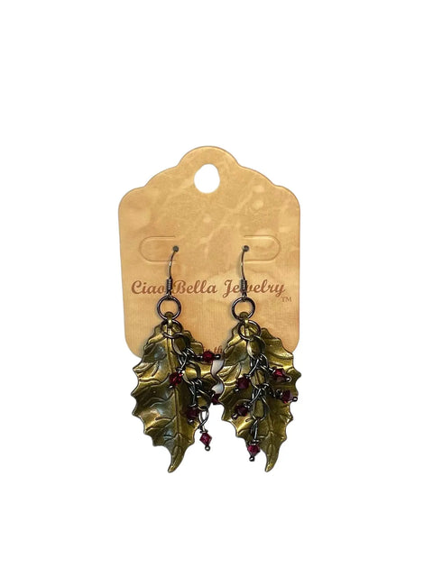 Handcrafted Crystal Leaf Dangle Earrings – Nature Inspired Jewelry With Green Accents | Made in USA Michelle Marie Boutique  Earrings