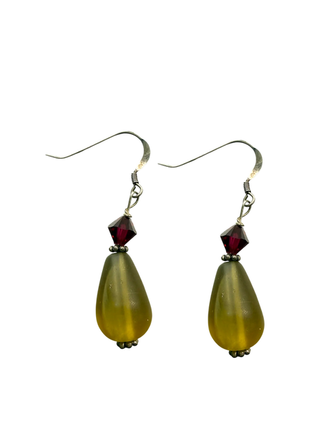 Handcrafted Crystal and Sea Glass Teardrop Earrings 1 Inch Drop – Boho Dangle Jewelry | Made in USA Michelle Marie Boutique  Earrings