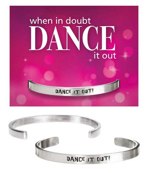 Handcrafted Dance It Out Inspirational Cuff Bracelet – Recycled Pewter Open Bangle | Made in USA Whitney Howard Designs  Cuff Bracelets