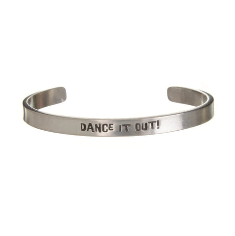 Handcrafted Dance It Out Inspirational Cuff Bracelet – Recycled Pewter Open Bangle | Made in USA Whitney Howard Designs  Cuff Bracelets