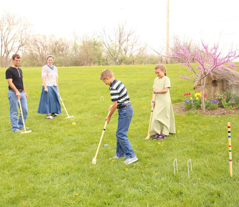 Handcrafted Deluxe 6-Player Croquet Set – Hard Maple Wood Mallets with Wooden Storage | Made in USA Amish Toy Box  Wooden Toys,Games and Puzzles