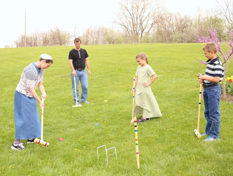 Handcrafted Deluxe 6-Player Croquet Set – Hard Maple Wood Mallets with Wooden Storage | Made in USA Amish Toy Box  Wooden Toys,Games and Puzzles