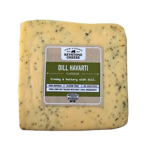 Handcrafted Dill Havarti Cheese 6oz-15oz Blocks – Creamy Herb-Infused Dairy | Made in USA Keystone Cheese  Cheese