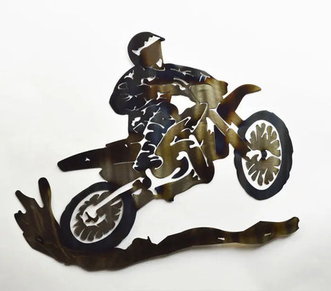 Handcrafted Dirt Bike Wall Art – Rustic Metal Off-Road Decor | Made in USA Home Accent Knights Home Decor  item