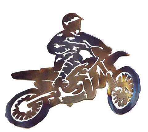 Handcrafted Dirt Bike Wall Art – Rustic Metal Off-Road Decor | Made in USA Home Accent Knights Home Decor  item