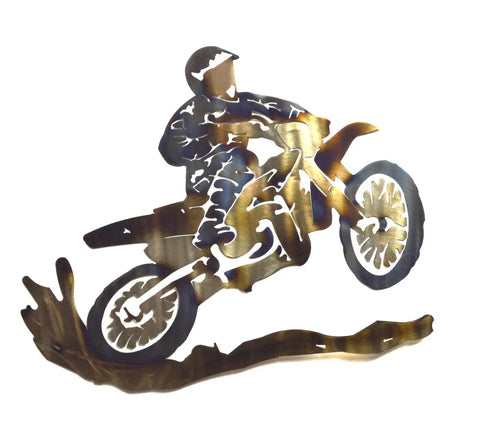 Handcrafted Dirt Bike Wall Art – Rustic Metal Off-Road Decor | Made in USA Home Accent Knights Home Decor  item