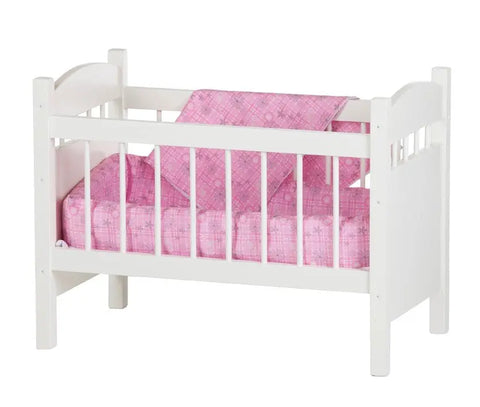 Handcrafted Doll Crib With Bedding Set – 19 Inch x 25 Inch x 15 Inch – Solid Wood Toy Crib | Made in USA Amish Toy Box  Doll Furniture