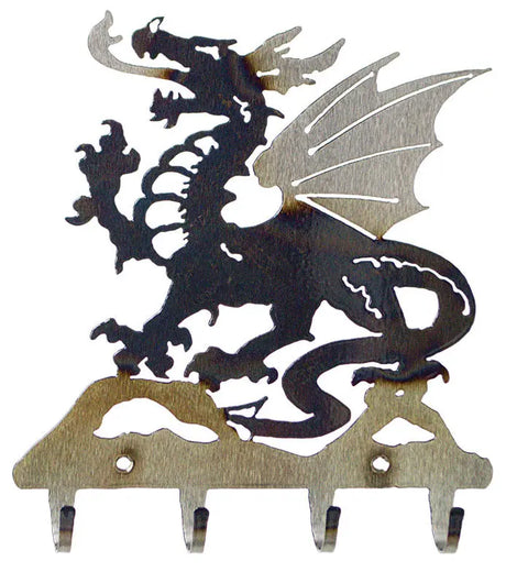 Handcrafted Dragon Key Rack – Metal Wall Organizer for Keys and Small Items | Made in USA Artisan Decor Knights Home Decor  item