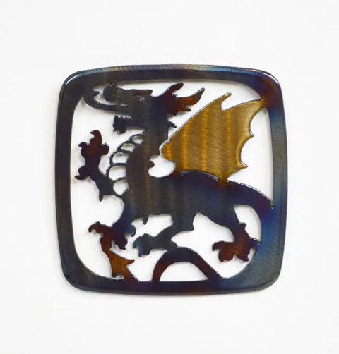 Handcrafted Dragon Metal Coaster – Unique Artisan Drink Accessory | Veteran Owned | Made in USA Knights Home Decor  item