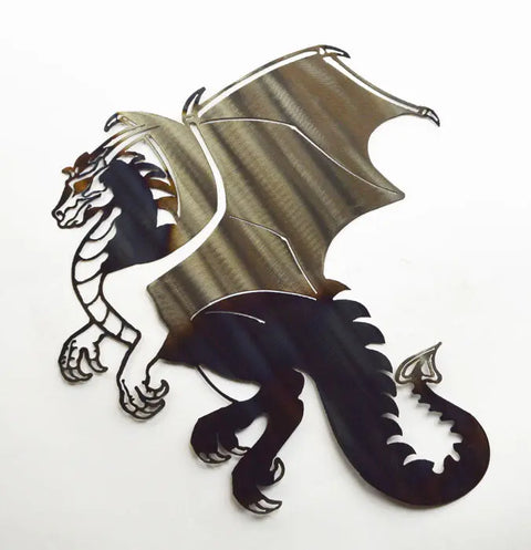 Handcrafted Dragon Metal Wall Art – Unique Heat-Colored Sculpture | Made in USA Rustic Decor Knights Home Decor  item