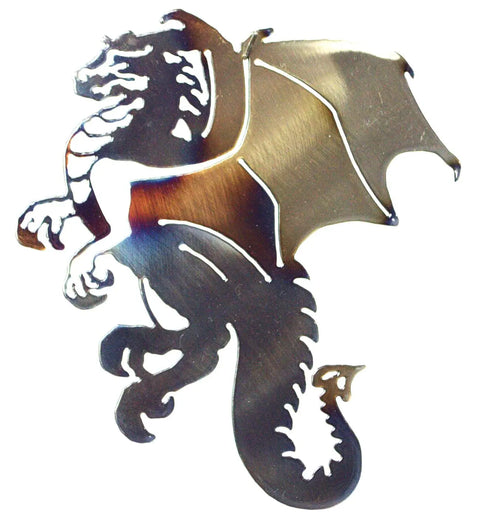 Handcrafted Dragon Metal Wall Art – Unique Heat-Colored Sculpture | Made in USA Rustic Decor Knights Home Decor  item
