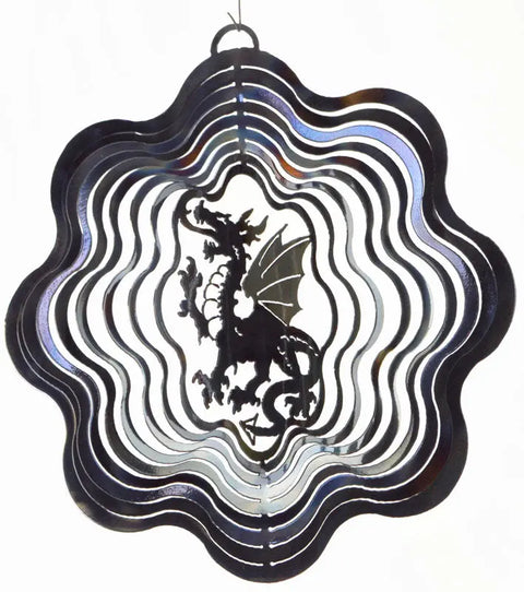 Handcrafted Dragon Wind Spinner – Outdoor Metal Garden Decor with Tongue Detail | Made in USA Knights Home Decor  item