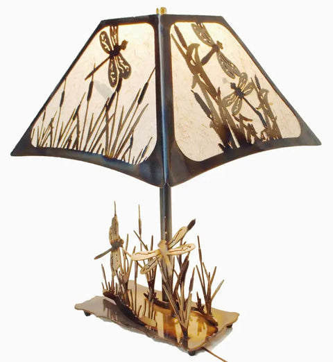 Handcrafted Dragonfly Table Lamp – Artistic Ambient Lighting Accent | Made in USA – Unique Decor Knights Home Decor  item