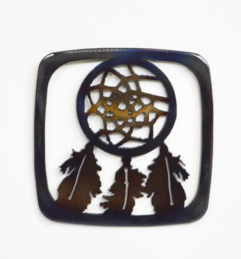 Handcrafted Dreamcatcher Metal Coaster – Heat-Resistant Table Protector | Made in USA Knights Home Decor  item