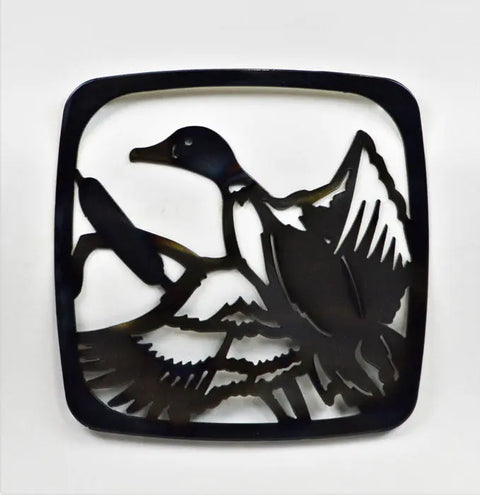 Handcrafted Duck-In-Flight Metal Trivet – Rustic Hot Plate Protector | Made in USA Knights Home Decor  item