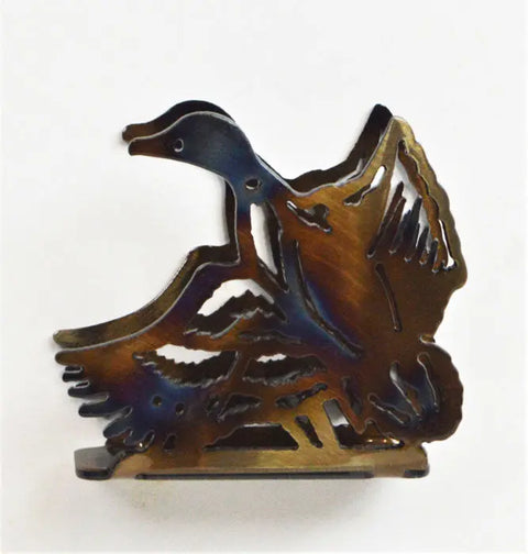 Handcrafted Duck in Flight Cocktail Napkin Holder – Compact Bar Accessory | Made in USA Knights Home Decor  item